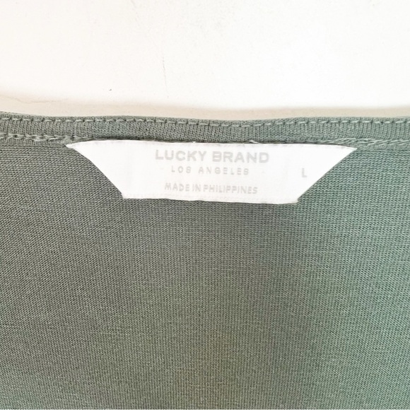 LUCKY BRAND OLIVE GREEN SURPLICE FRONT LONG SLEEVE SHIRT WOMENS SZ LARGE - Picture 5 of 10